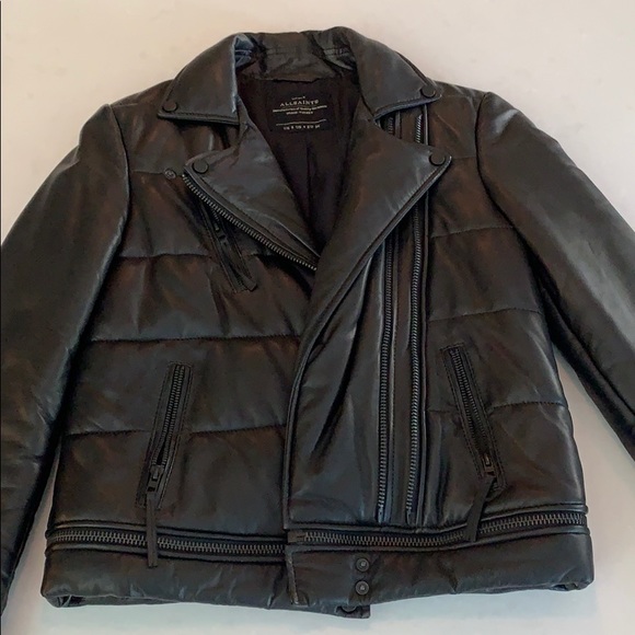 All Saints Leather Puff Jacket - Picture 2 of 8